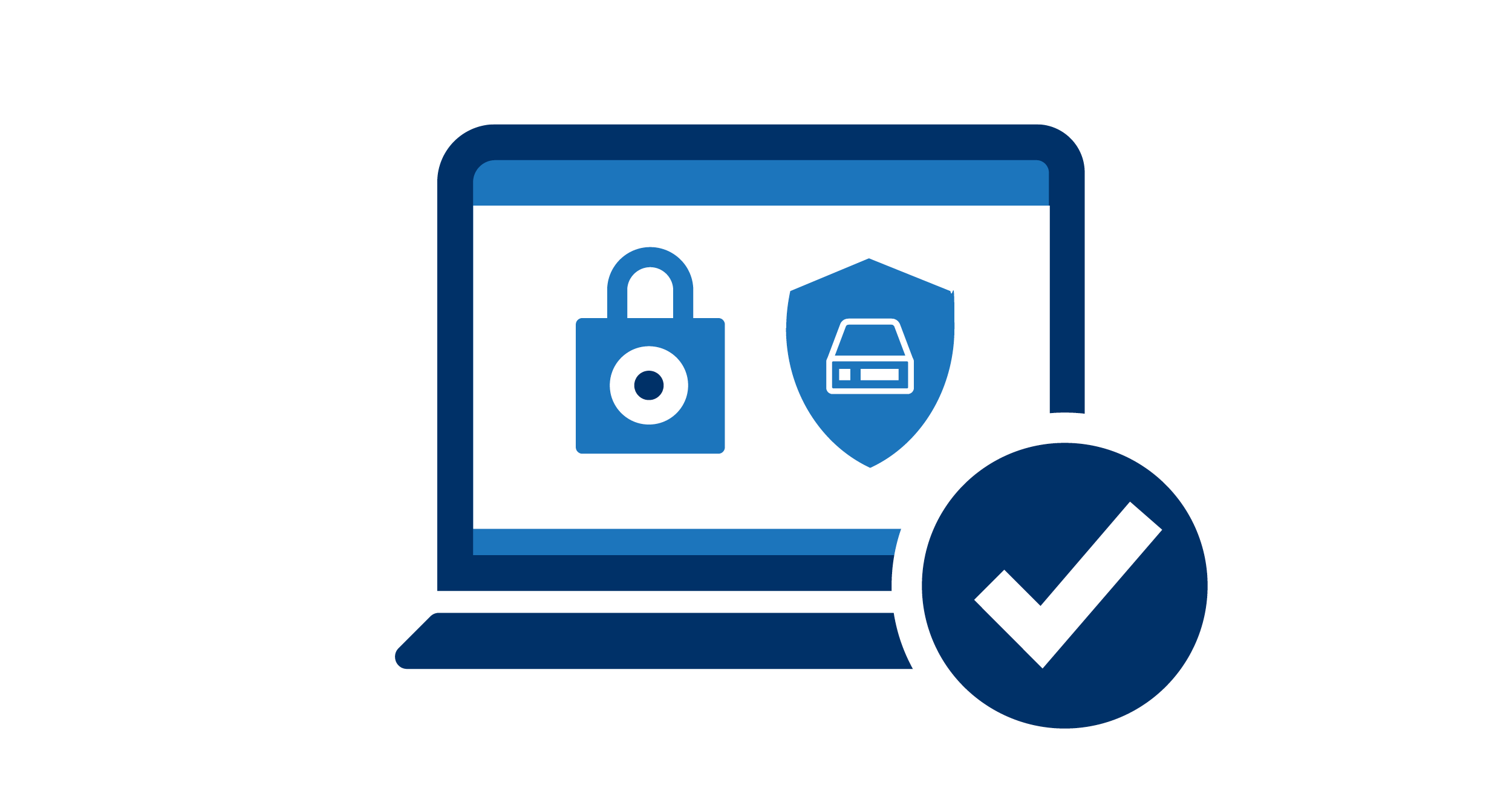 More Secure Access: Device Security icon (icon of a computer with a lock, shield, and checkmark)